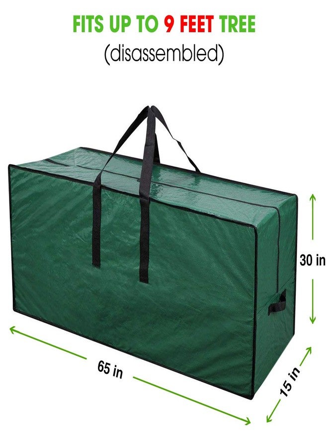 Primode Christmas Tree Storage Bag | Fits Up to 9 Ft. Tall Disassembled Tree I 65"x15"x30" Holiday Tree Storage Case | Protective Zippered Artificial Xmas Tree Bag (9ft, Green) - Image 4
